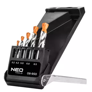 NEO Wiertła specjalistyczne do rozwiercania zapieczonych śrub HSS-E Co8 3.2-8.5 mm krótkie kpl.5szt. - 08-950