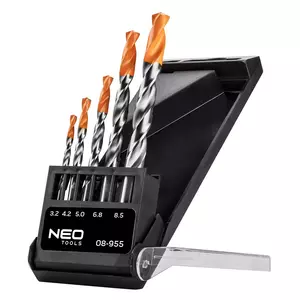 NEO Speciale boren voor het ruimen van vastzittende schroeven HSS-E Co8 3,2-8,5 mm lang set van 5 stuks. - 08-955