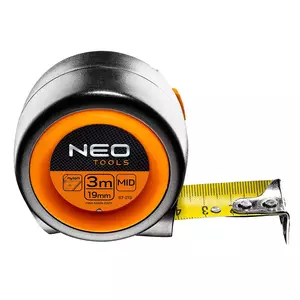 NEO Kompaktní ocelová válcovací míra 3 m x 19 mm s automatickým zastavením magnetu - 67-213