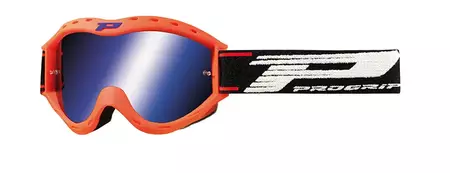 Motocyklové okuliare Progrip FL Atzaki Kid PG3101 fluo oranžové zrkadlové modré sklo - PZ3101AF