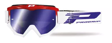 Motocyklové okuliare Progrip FL Atzaki 3201 červené biele zrkadlové modré sklo-1