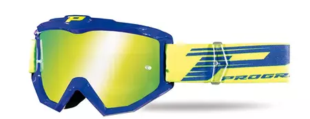 Motocyklové brýle Progrip FL Atzaki 3201 modré zrcadlové žluté sklo-1