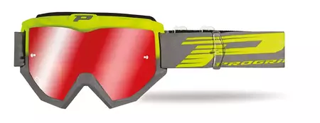 Óculos de proteção para motociclistas Progrip FL Atzaki 3201 amarelo fluo cinzento espelho vidro vermelho-1