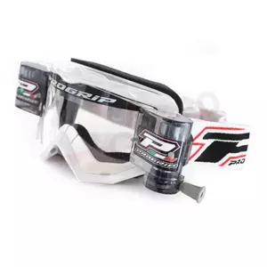 Motociklističke naočale Progrip Roll Off 3201, bijele, prozirne leće-1