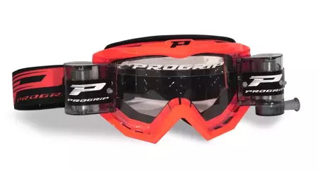 Motocyklové okuliare Progrip Roll Off 3201 červené číre sklo-1