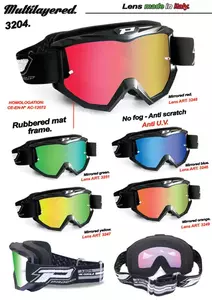 Motociklističke naočale Progrip Dark Side 3204, mat crne, žuta zrcalna leća-1