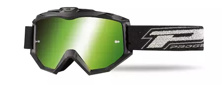 Progrip Dark Side 3204 occhiali da moto nero opaco vetro verde specchiato - PZ3204VE