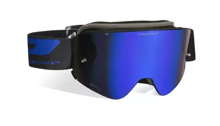 Motocyklové okuliare Progrip Magnet 3205 matné čierne zrkadlo modré sklo-2