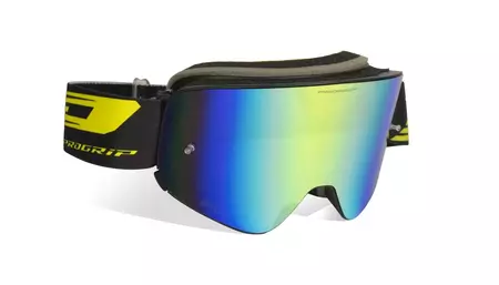 "Progrip Magnet 3205" motociklininko akiniai matiniai juodi veidrodiniai geltoni stiklai-2