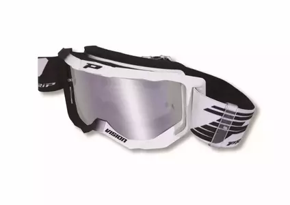 Progrip FL Vision 3300 motociklu brilles melnas baltas spoguļstikls sudraba krāsā-1