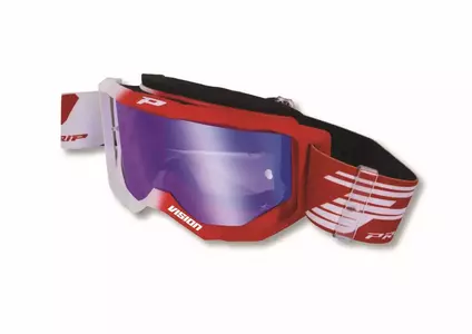 Motocyklové okuliare Progrip FL Vision 3300 biele červené zrkadlové modré sklo-1