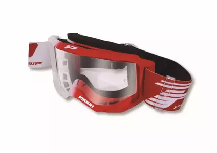 Motocyklové okuliare Progrip TR Vision 3300 biele červené číre sklo-1