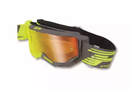 Óculos de proteção para motociclistas Progrip FL Vision 3300 amarelo fluo cinzento vidro vermelho espelhado - PZ3300FL-347