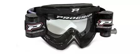 Occhiali da moto Progrip Naswa Roll Off XL 3301 nero vetro trasparente-1
