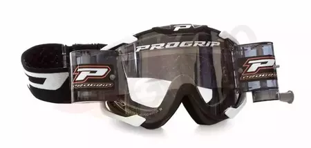 Motocyklové okuliare Progrip RO Menace Roll Off 3400 čierne číre sklo-1