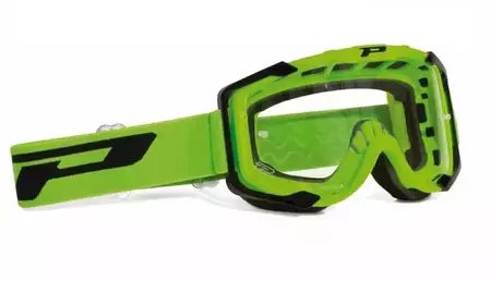 Motocyklové okuliare Progrip Menace 3400 zelené priehľadné sklo-1