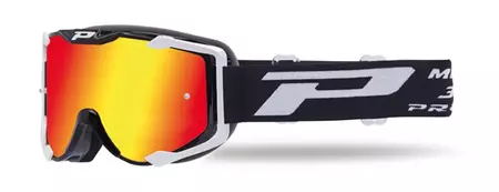 Gafas de moto Progrip FL Menace 3400 cristal negro espejado rojo-1