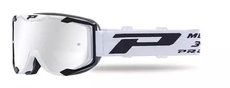 Occhiali da moto Progrip FL Menace 3400 bianco argento vetro specchiato - PZ3400BIFL