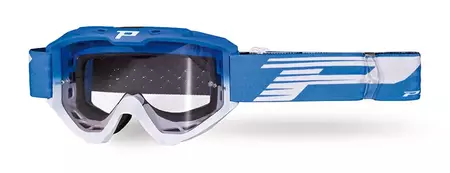 Occhiali da moto Progrip LS Riot 3450 blu bianco vetro trasparente-1