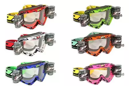 Óculos de proteção para motociclistas Progrip Roll Off 3450 Roll Off vermelho vidro transparente - PZ3450RORO