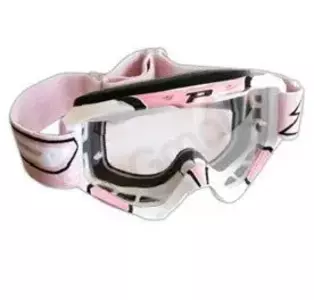 Progrip Top Line 3450 motociklu brilles balti rozā caurspīdīgs stikls-1
