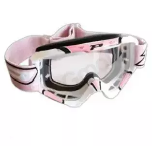 Motocyklové okuliare Progrip Top Line 3450 bielo-ružové číre sklo - PG3450/09