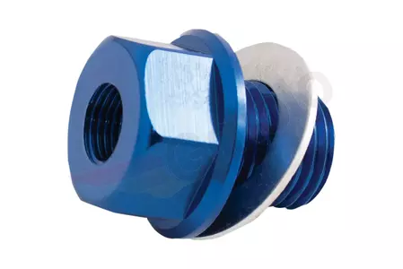 Oljeplugg med ingång för temperaturgivare Koso M14x1.25x15mm blå