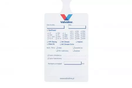 Valvoline Etikett Öl und Filterwechsel -2