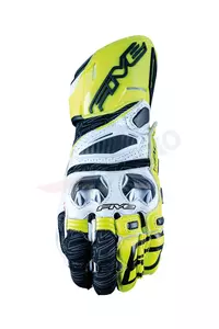Five RFX Race gants moto blanc et jaune fluo 10-1