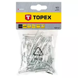 Hliníkové nýty TOPEX 3,2 x 10 mm, 50 ks. - 43E302