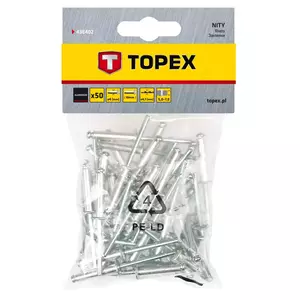 Hliníkové nýty TOPEX 4,0 x 10 mm, 50 ks. - 43E402