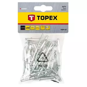 Hliníkové nýty TOPEX 4,0 x 12,5 mm, 50 ks. - 43E403