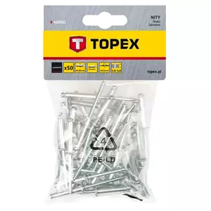 Hliníkové nýty TOPEX 4,8 x 8,0 mm, 50 ks. - 43E501