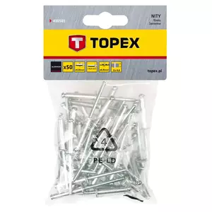 Hliníkové nýty TOPEX 4,8 x 12,5 mm, 50 ks. - 43E503