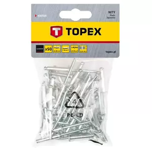 Hliníkové nýty TOPEX 4,8 x 18 mm, 50 ks. - 43E505