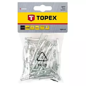 Hliníkové nýty TOPEX 4,8 x 28 mm, 50 ks. - 43E509