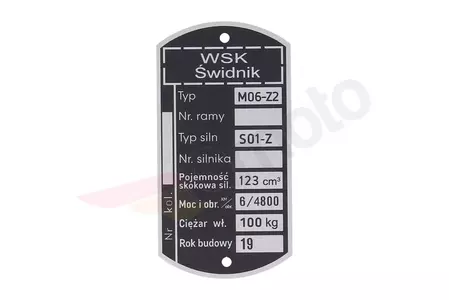 Namnskylt WSK 125 M06 Z2 T570-1