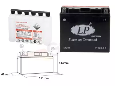 Baterija bez održavanja Landport YT12B-BS 12V 10Ah - YT12BBS L
