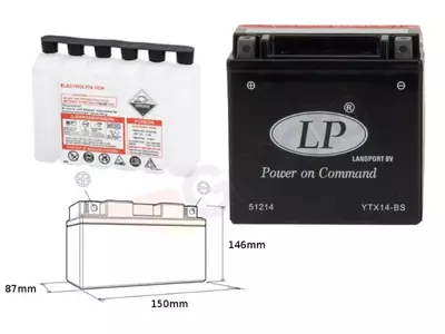 Akumulator bezobsługowy Landport YTX14-BS 12V 12Ah