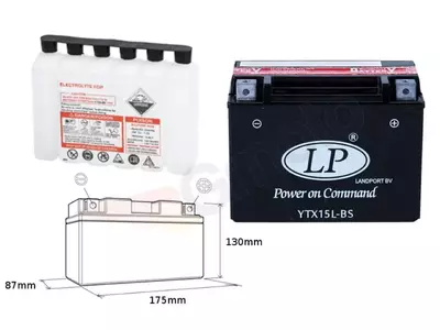 Landport YTX15L-BS 12V 13Ah батерия, която не се нуждае от поддръжка - YTX15LBS L