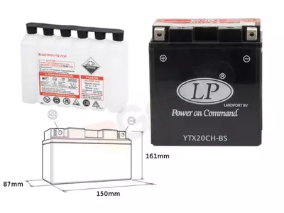 Landport YTX20CH-BS 12V 18Ah wartungsfreie Batterie - YTX20CHBS L