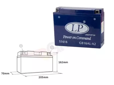 Landport GB16AL-A2 YB16AL-A2 12V 16Ah gelbatteri - GB16ALA2 L