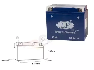 Landport GB16L-B YB16L-B 12V 19Ah gel-batteri - GB16LB L