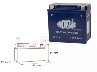 Batería de gel Landport GTX14-4 YTX14-4 12V 12Ah - GTX144 L