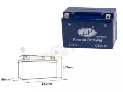 Landport GTX9-4 YTX9-4 batterie cu gel de 12V 8Ah - GTX94 L
