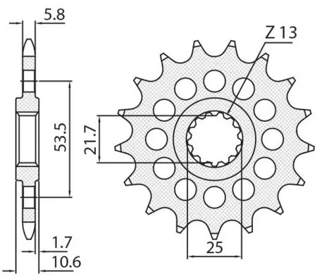 Predné reťazové koleso Sunstar SUNF3A7-16 veľkosť 520 - 3A7-16