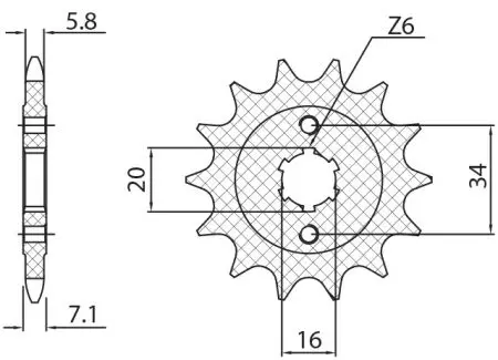 Pinion față Sunstar SUNF3D1-14 dimensiune 520 (JTF1903.14)-2