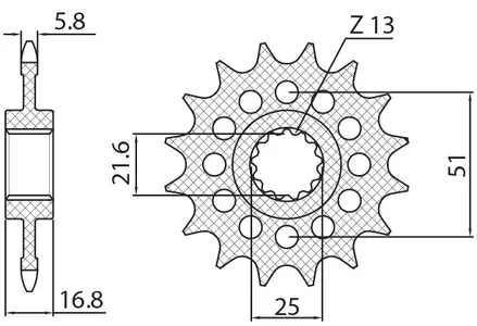 Sunstar priekšējais zobrats SUNF3D4-16 izmērs 520 (JTF1373.16) - 3D4-16
