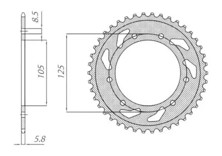 Roda dentada traseira em aço Sunstar SUNR1-1446-53 tamanho 420 (JTR1131.53)-2