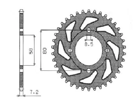 Sunstar bakre kedjehjul i stål SUNR1-2058-41 storlek 428 (JTR810.41)-2